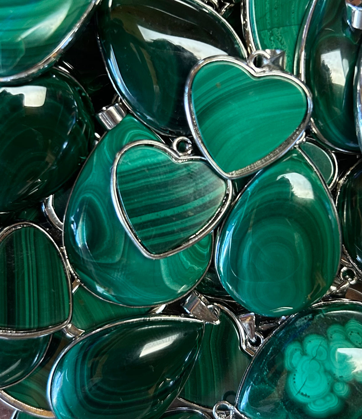 Malachite Pendants Silver