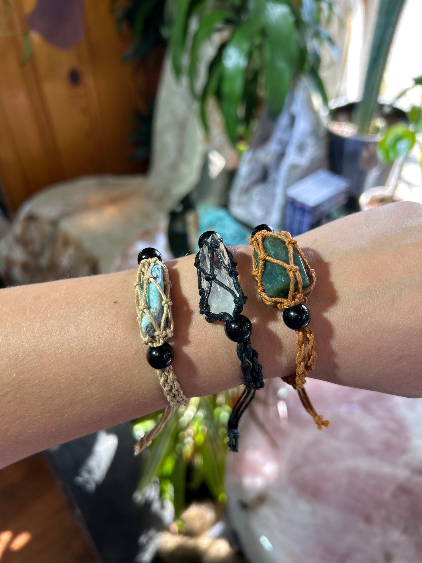 Cord Gem Cage Bracelet