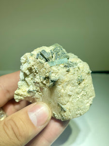 Aquamarine & Phenakite on Etched Microcline